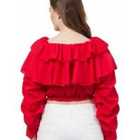 MMFABRIX Ruffle Off Shoulder Top - red, S