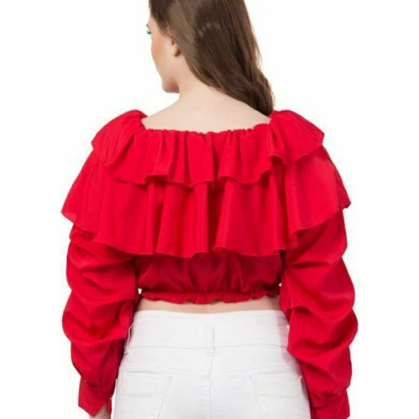 MMFABRIX Ruffle Off Shoulder Top - red, S
