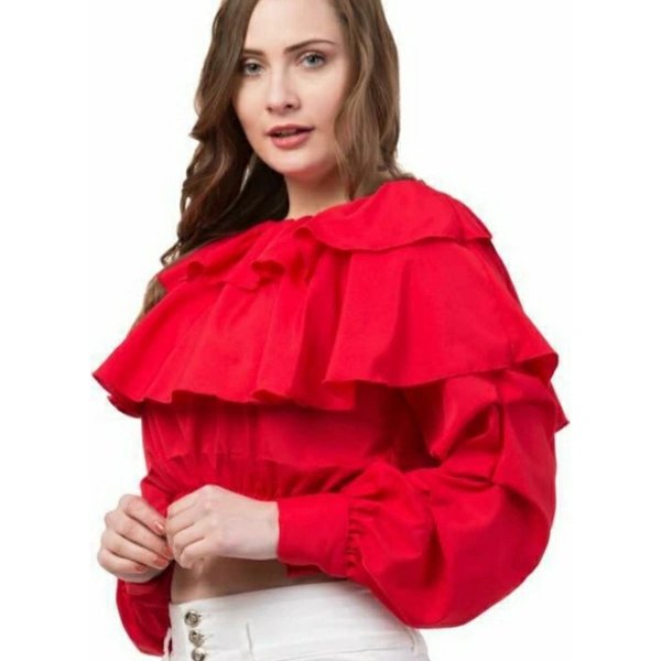 MMFABRIX Ruffle Off Shoulder Top - red, S