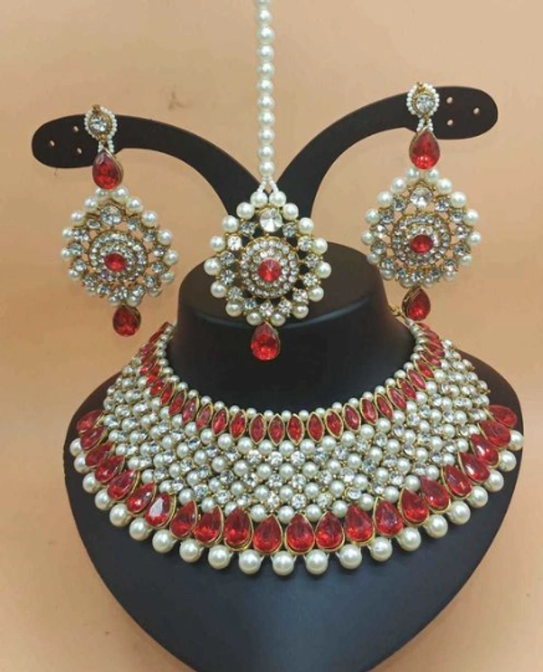 MMFABRIX JEWELLERY SET FOR WOMENS - FREE SIZE, red, 4.9