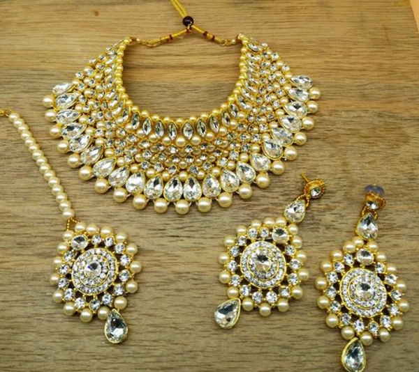 MMFABRIX JEWELLERY SET FOR WOMENS - FREE SIZE, gold+silver, 4.9