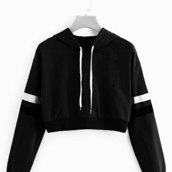 MMFABRIX Crop Top Hoodie For Women - black, L