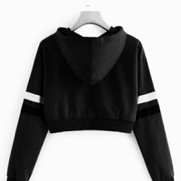 MMFABRIX Crop Top Hoodie For Women - black, L