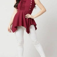 MMFABRIX Maroon Sleeveless Top For Women - maroon, L