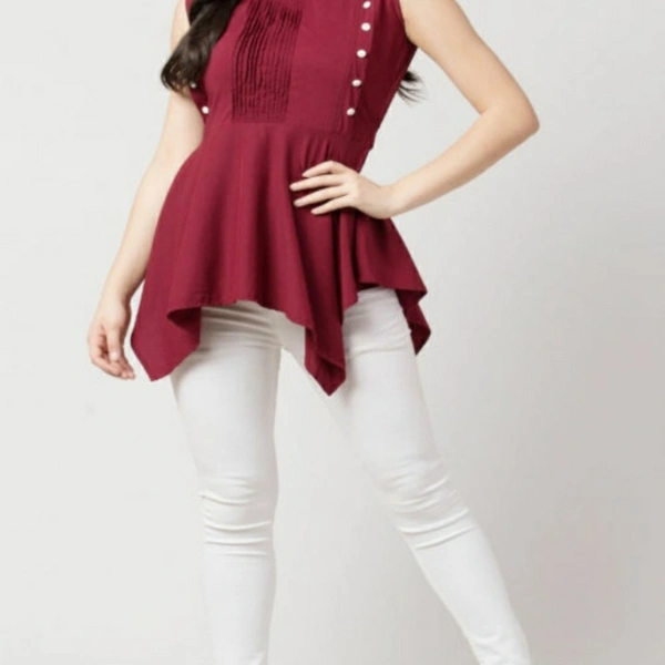 MMFABRIX Maroon Sleeveless Top For Women - maroon, L