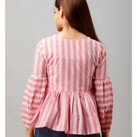 MMFABRIX Bawari Women Cotton Peplym Top - pink, M