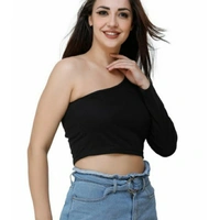 MMFABRIX One Shoulder Solid Top  - M, black