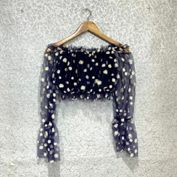 MMFABRIX Classic Retro Women Top - S, navy blue