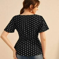 MMFABRIX Istyle Can Women Polka Dot Front Tie Top - L