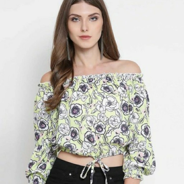 MMFABRIX Women Printed Polyster Top - L