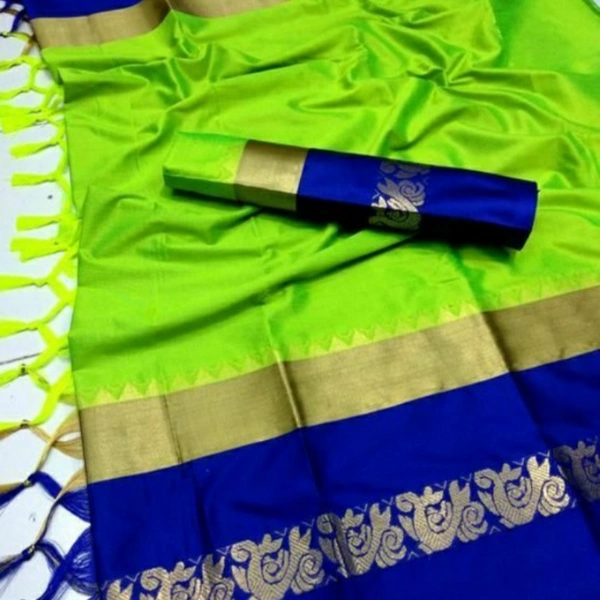MMFABRIX New Attractive Cotton Soft Saree - blue