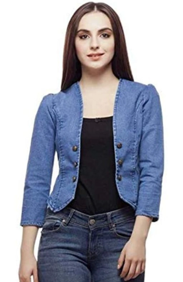 BHAGWATI ENTERPRISES Trendy Martin Classy Full Sleeve Solid Women's/Girl's/Ladies Cotton Denim Blue Jacket - L