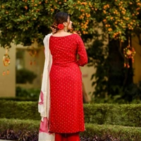 GOsirika Kurta With Plazzo And Dupatta Set - L