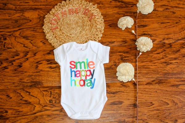 "Smile Happy Hooray" Baby Romper - 3 to 6 Months - 6-9 Month