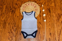 Chic Comfort Baby Romper Set – White Star Polka & Navy Stripe - 6-9 Month