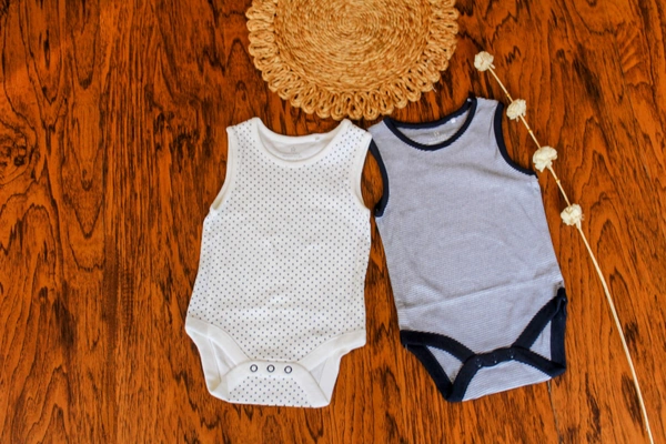Chic Comfort Baby Romper Set – White Star Polka & Navy Stripe - 6-9 Month