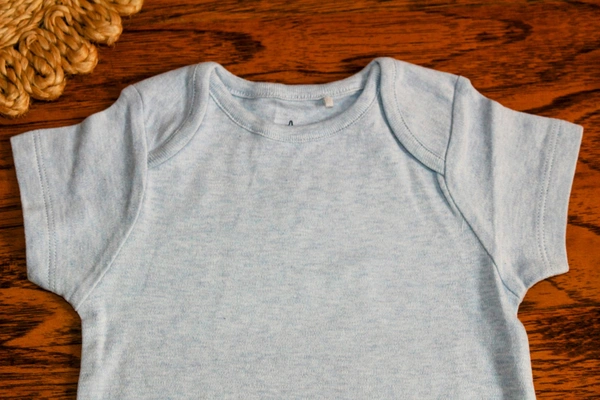 "Soft Light Blue Baby Romper - Short Sleeve Comfort Wear" - 12-18 Month