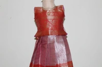 Elegant Gold and Red Traditional Baby Pavada Set  - 6-12 Month