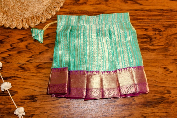 Peacock Grace Traditional Silk Frock Set - 6-12 Month