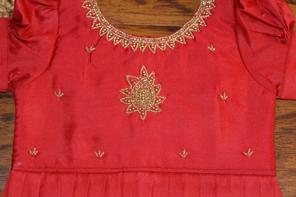 Gorgeous Maroon and Mint Green Traditional Baby Pavada Set  - 6-12 Month