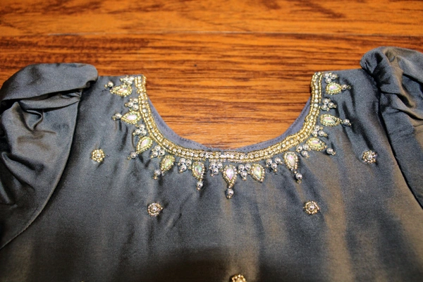 Classic Grey and Gold Traditional Baby Pavada Set  - 6-12 Month