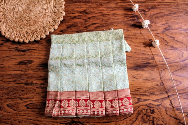 Classic Maroon and Mint Green Traditional Baby Pavada Set - 6-12 Month