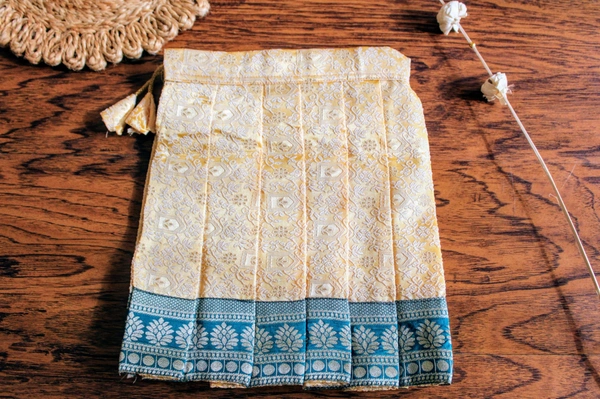 Elegant Traditional Baby Pavada Set - Teal and Cream - 6-12 Month