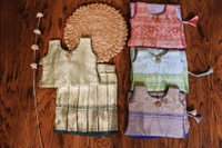 Traditional Light Green with Gold and Dark Green Border Baby Pavada Set - 6-12 Month