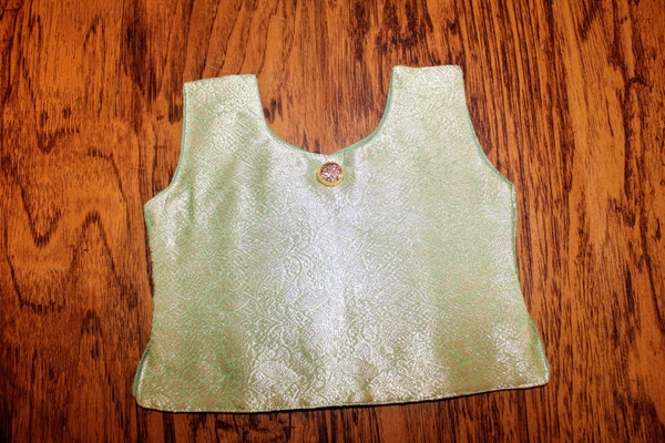 Traditional Light Green with Gold and Dark Green Border Baby Pavada Set - 6-12 Month
