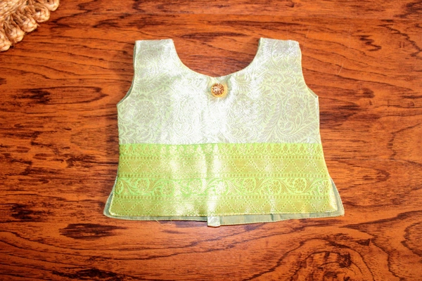  Traditional Green Brocade Baby Pavada Set  - 6-12 Month