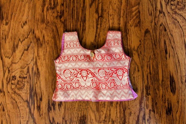 Elegant Gold and Red Traditional Baby Pavada Set  - 6-12 Month