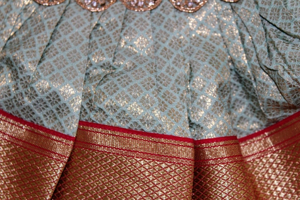  Elegant Traditional Baby Frock with Multiple Border Designs  - 0-6 Month