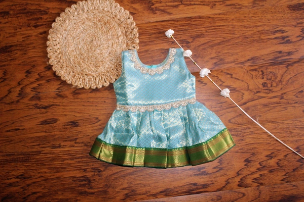 Elegant Traditional Baby Frock with Green Border  - 0-6 Month