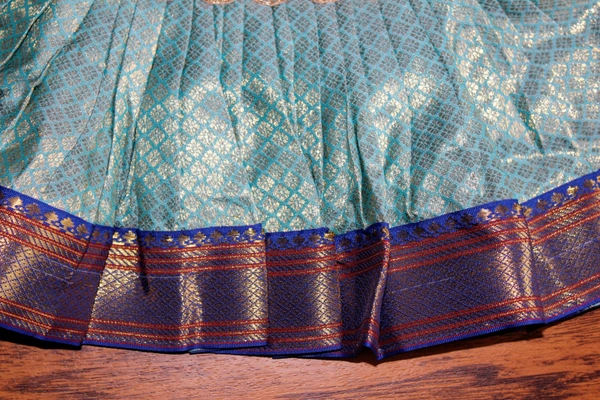 Elegant Traditional Baby Frock with Blue Border - 0-6 Month