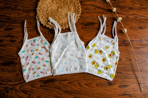 Muslin Jabla Sleeveless Baby Tops - Assorted Set of 3 - 0-3 Month