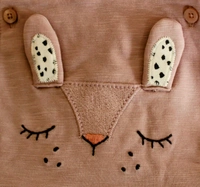 Bunny Face Baby Overall with Adjustable Straps - 0-3 Month