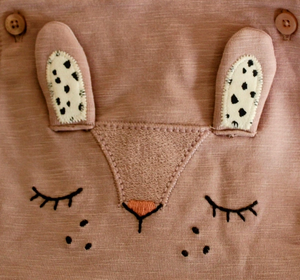 Bunny Face Baby Overall with Adjustable Straps - 0-3 Month