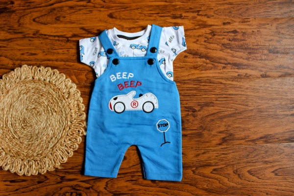 Car Print Dungaree Set - 6-9 Month