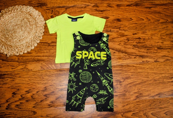 Space Print Dungaree Set - 18-24 Month