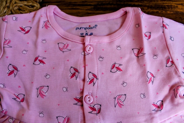 Blossom Breeze Baby Girl Cotton Frock – Pink Floral Delight - 6-9 Month