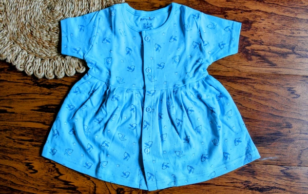 Blossom Joy Baby Girl Frock – Green Bird Print - 6-9 Month
