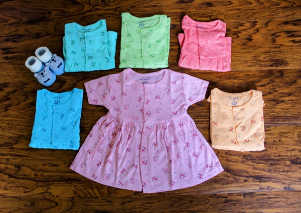 sky blue Petal Flutter Frock – Baby Girl Cotton Dress - 9-12 Month