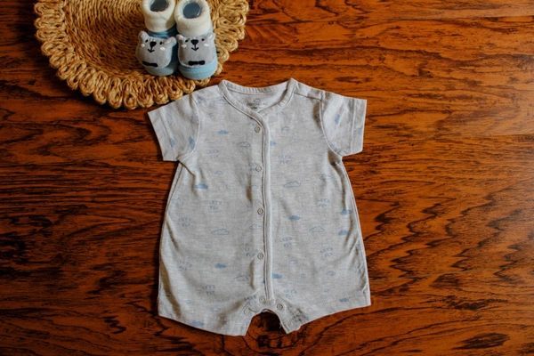 Let's Fly Sky Print Baby Romper - 1-3 Month