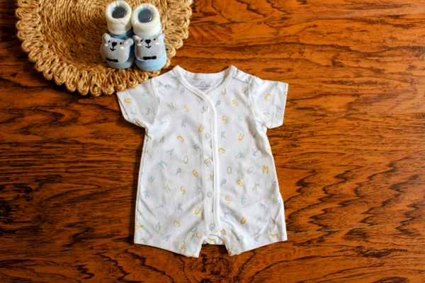 Pastel Letters Organic Romper - 1-3 Month