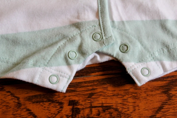 Minty Stripes Button-Up Baby Romper - 0-1 Month