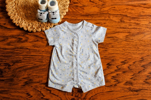Blue Confetti Snap Romper - 6-9 Month