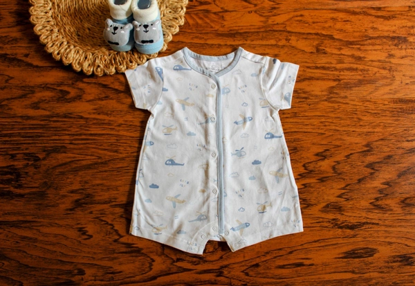 Let's Fly Sky Print Baby Romper ✈️☁️ - 12-18 Month