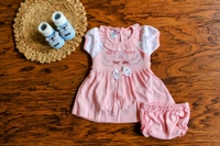 Sweet Petals" Baby Girl Frock with Diaper Cover - 0-6 Month