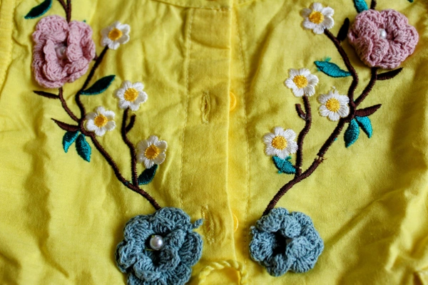 Golden Blossom Embroidered Frock - 2-3 year