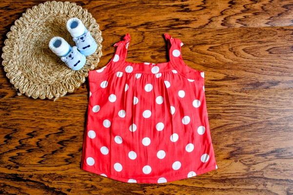 Red Polka Dot Sleeveless Baby Top - 2-3 year